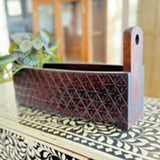 Carved Geometric Wooden Planter by Studio Vastu