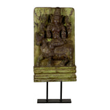 Carved Laxmi Wooden Relief Panel on Stand by Studio Vastu