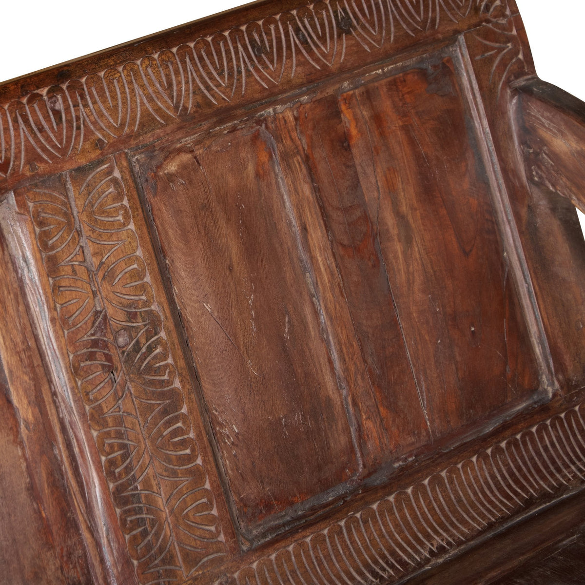 Carved Teak High-Back Bench by Studio Vastu