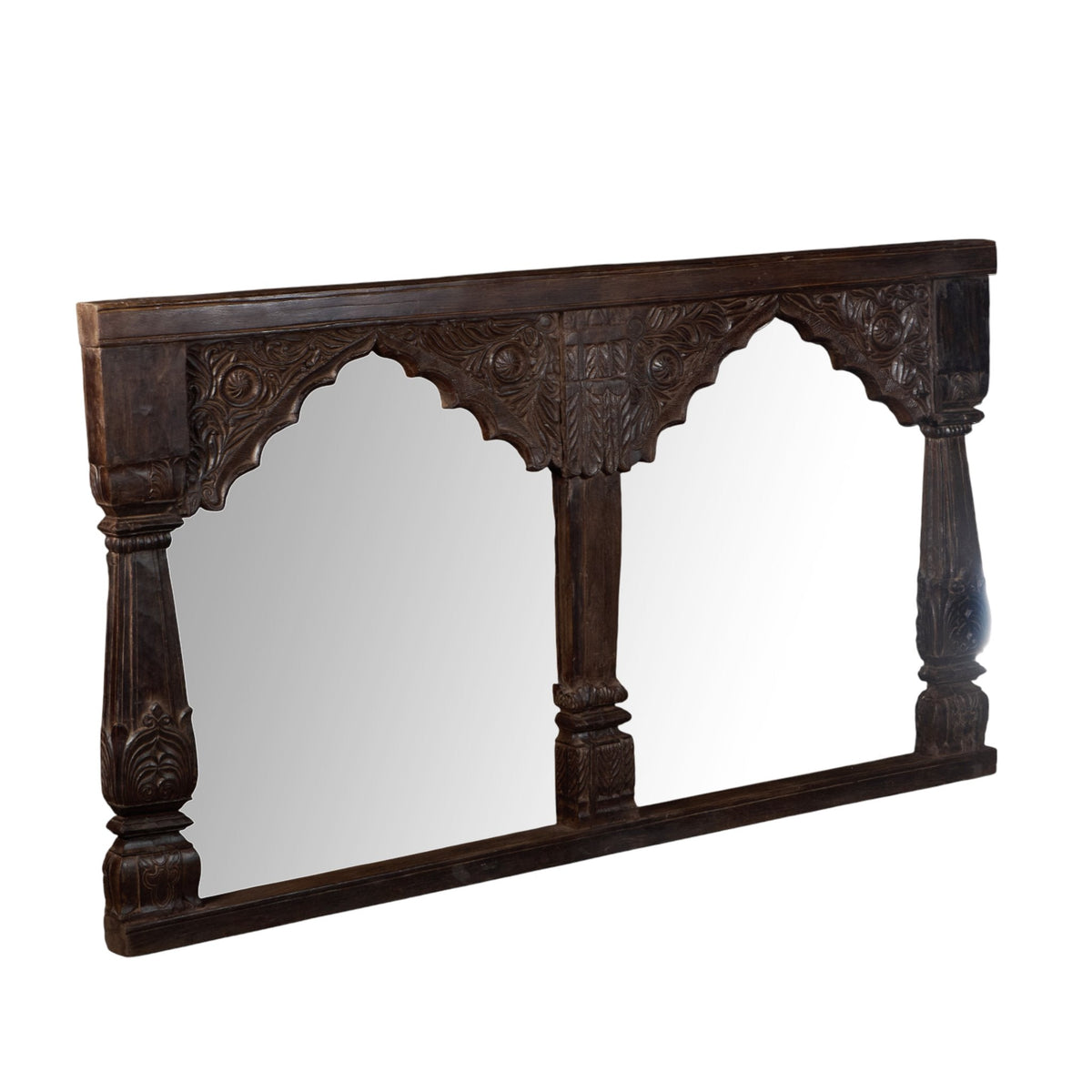 Carved Teak Jharokha Dual Arch Frame by Studio Vastu