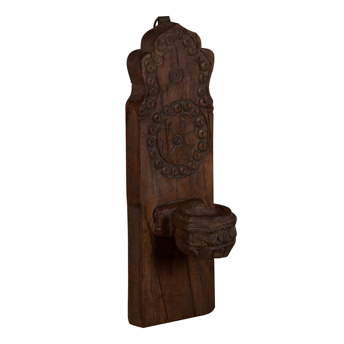Carved Teak Jharokha-Style Accent Candle Sconce by Studio Vastu