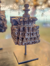 Carved Teak Jharokha-Style Accent Fragment on Stand by Studio Vastu