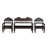 Carved Wood Three-Piece Seating Set by Studio Vastu