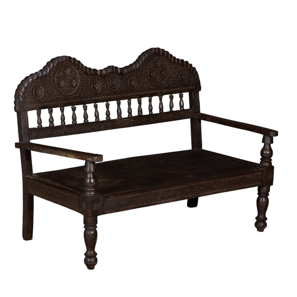 Carved Wood Three-Piece Seating Set by Studio Vastu