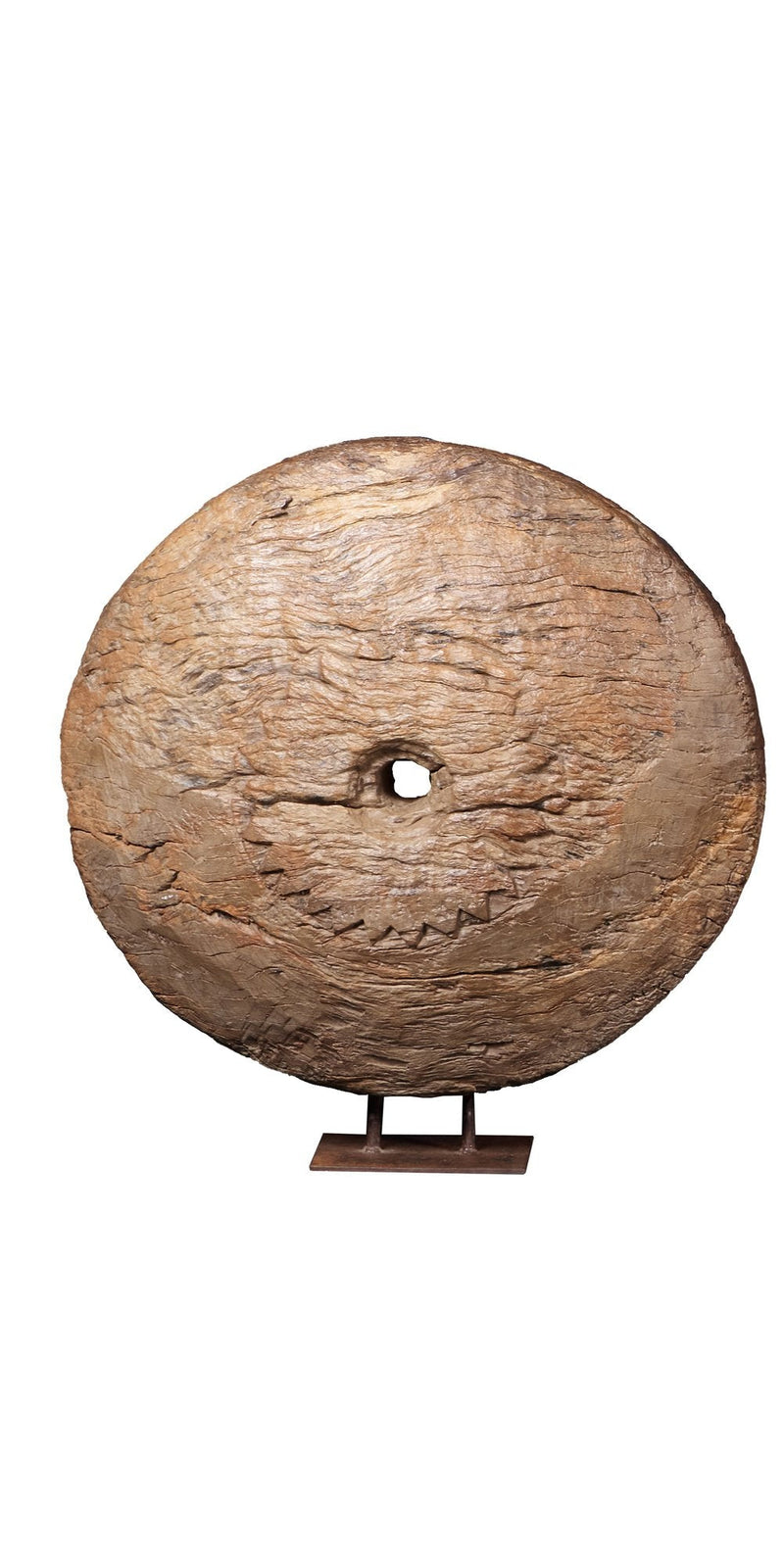 Carved Wooden Cart Wheel Sculpture by Studio Vastu