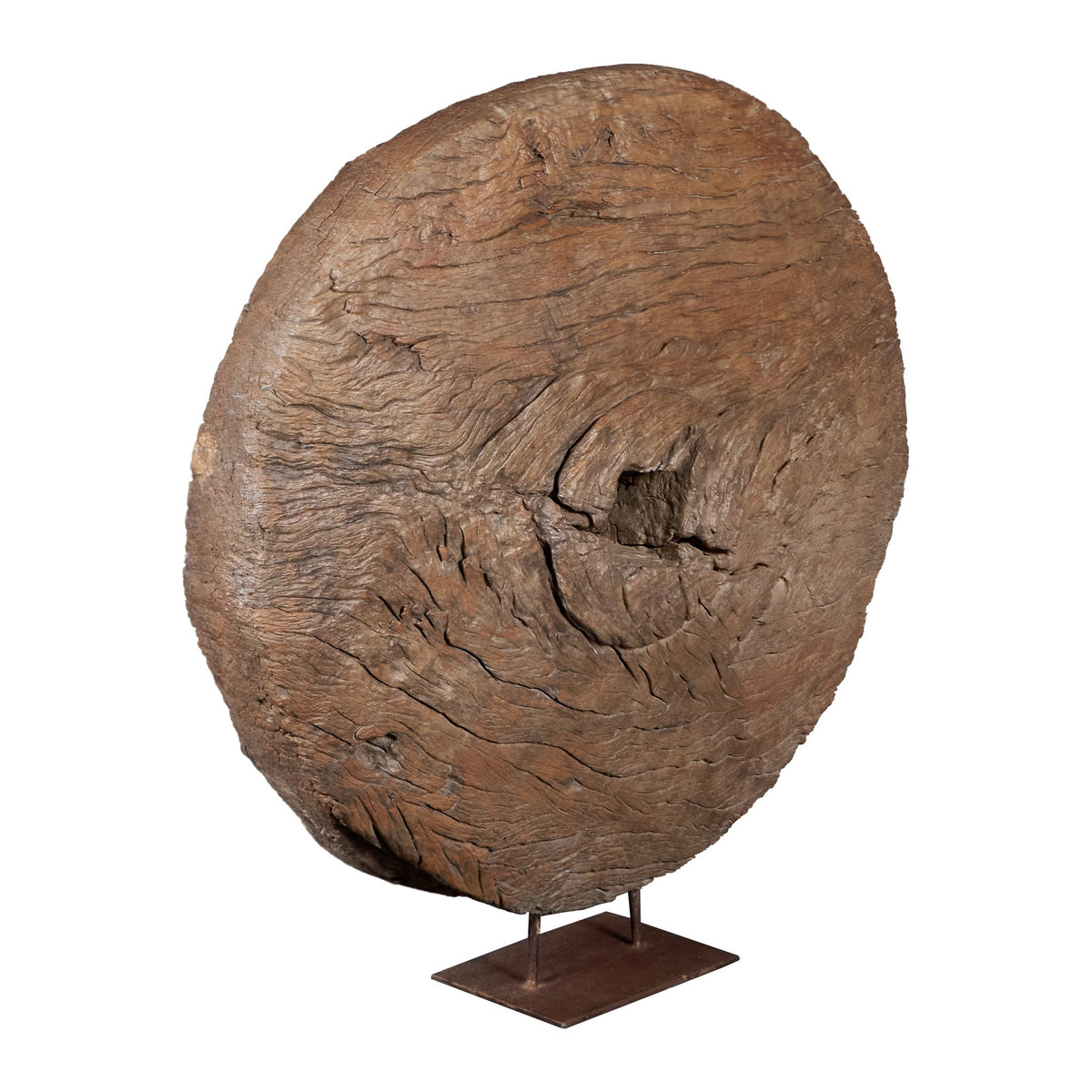 Carved Wooden Cart Wheel Sculpture by Studio Vastu