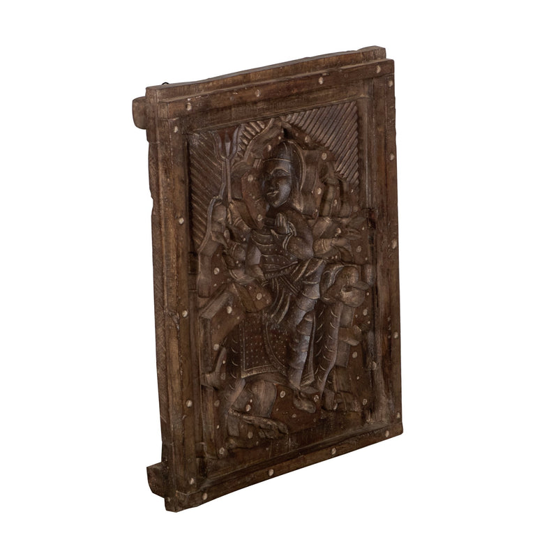 Carved Wooden Deity Relief Panel by Studio Vastu