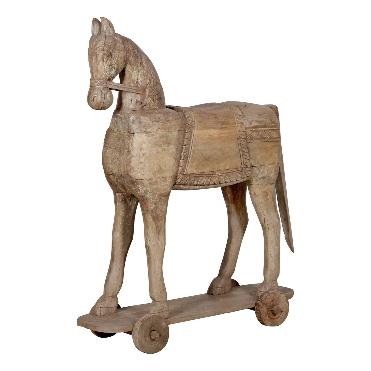 Carved Wooden Horse on Wheels by Studio Vastu