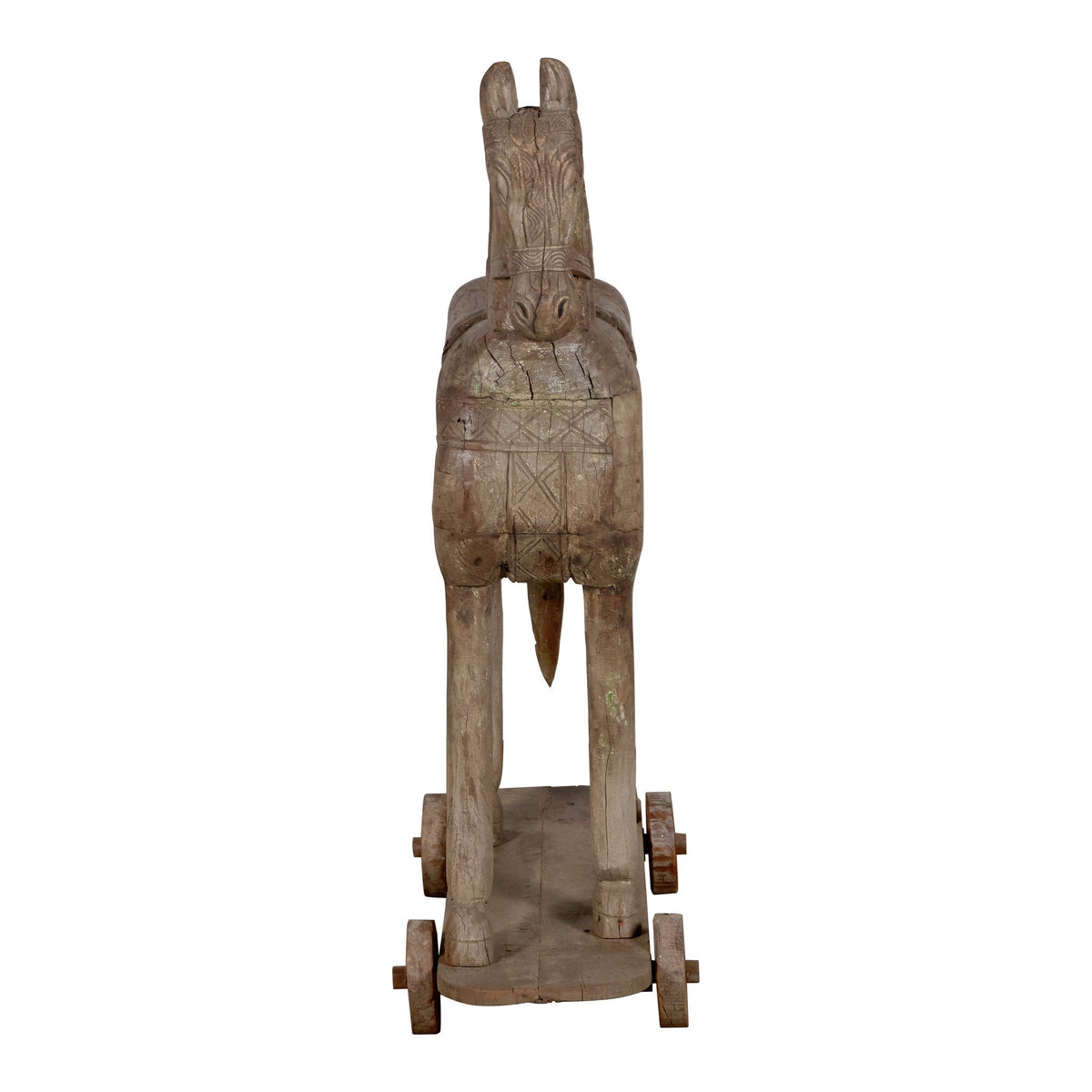 Carved Wooden Horse on Wheels by Studio Vastu