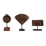 Carved Wooden Textile Block Fragments on Stand by Studio Vastu