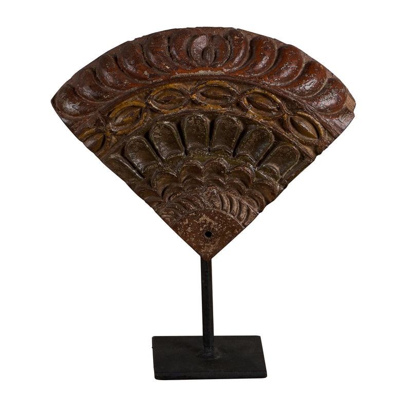 Carved Wooden Textile Block Fragments on Stand by Studio Vastu