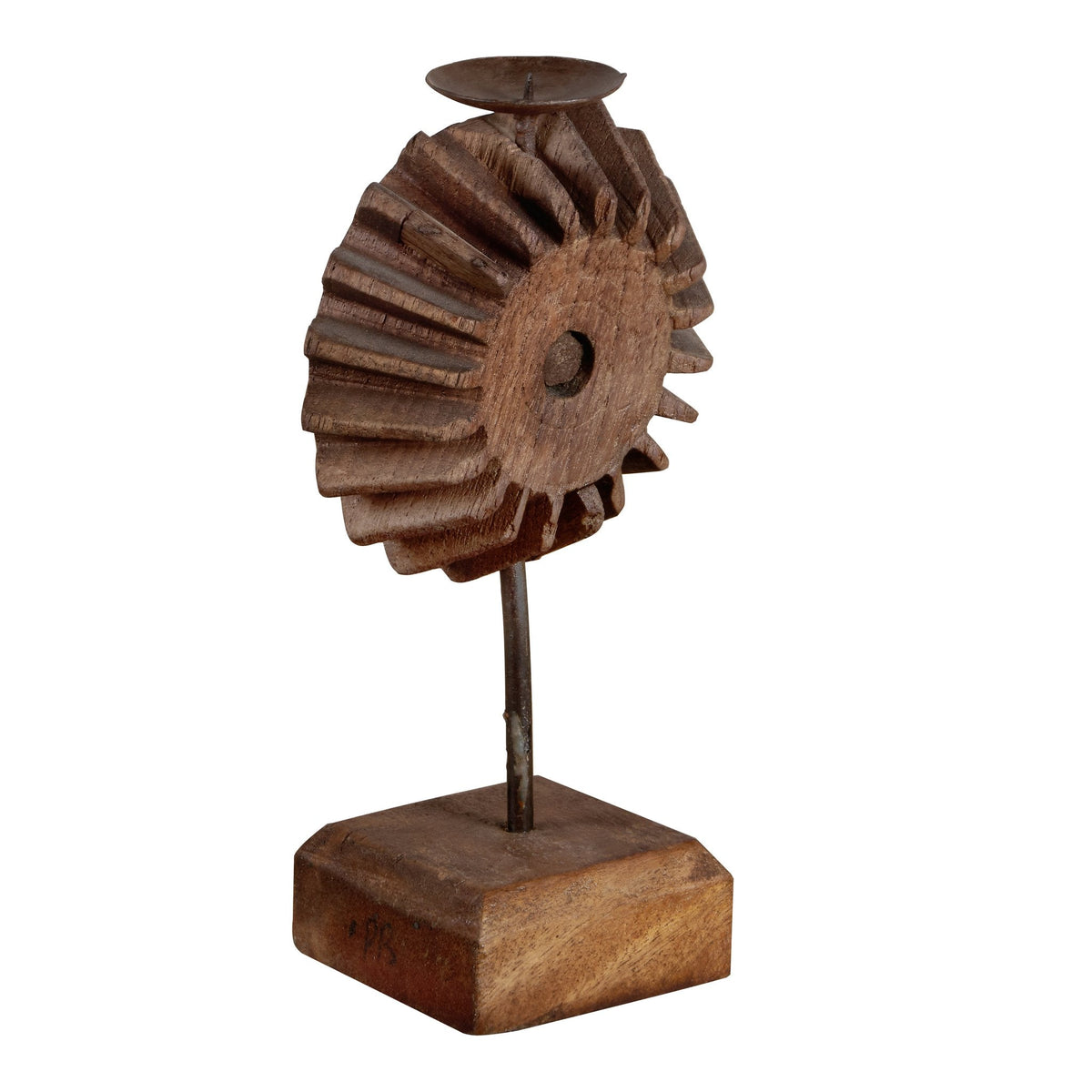 Carved Wooden Textile Block Fragments on Stand by Studio Vastu