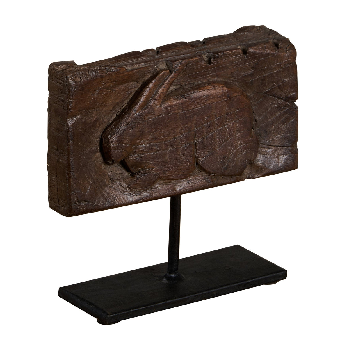 Carved Wooden Textile Block Fragments on Stand by Studio Vastu