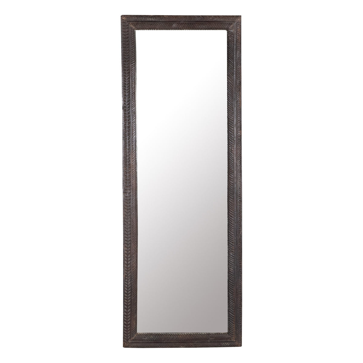 Chevron Carved Wood Full-Length Mirror by Studio Vastu