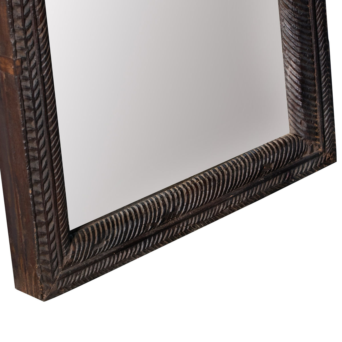 Chevron Carved Wood Full-Length Mirror by Studio Vastu