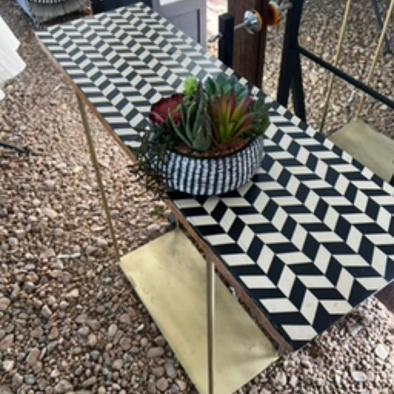 Chevron Resin Inlay Console Table by Studio Vastu