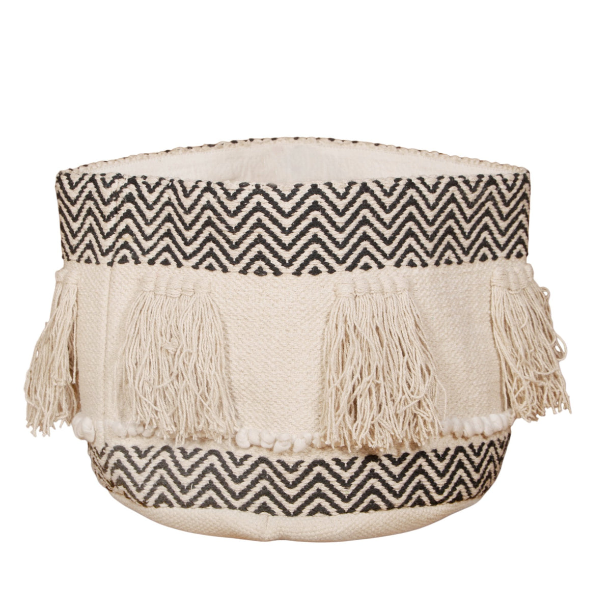 Chevron Tassel Cotton Basket by Studio Vastu