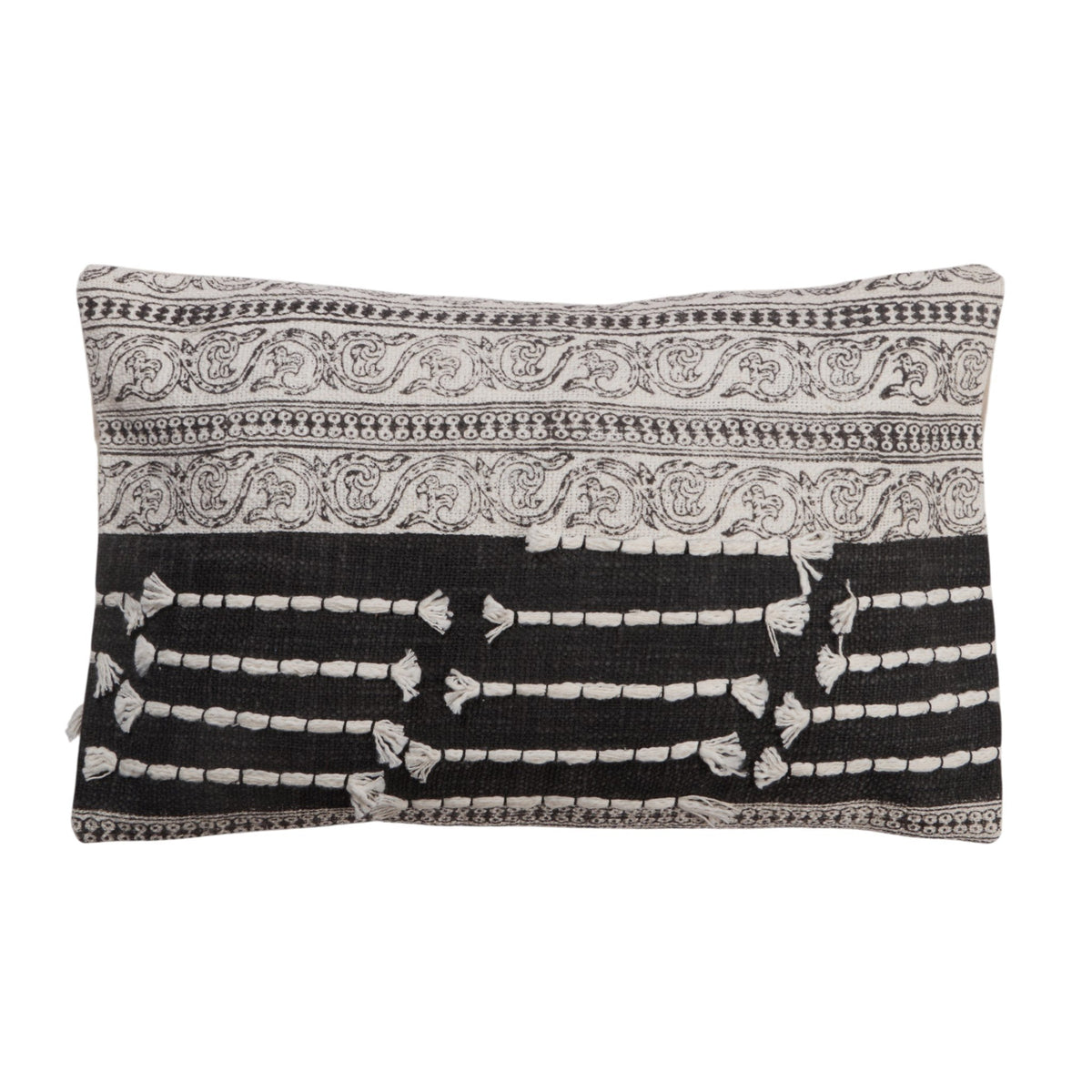 Cotton Block-Printed Lumbar Pillow by Studio Vastu