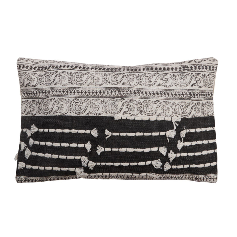Cotton Block-Printed Lumbar Pillow by Studio Vastu