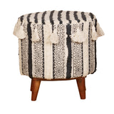 Cotton Wood Tasseled Pattern Stool by Studio Vastu