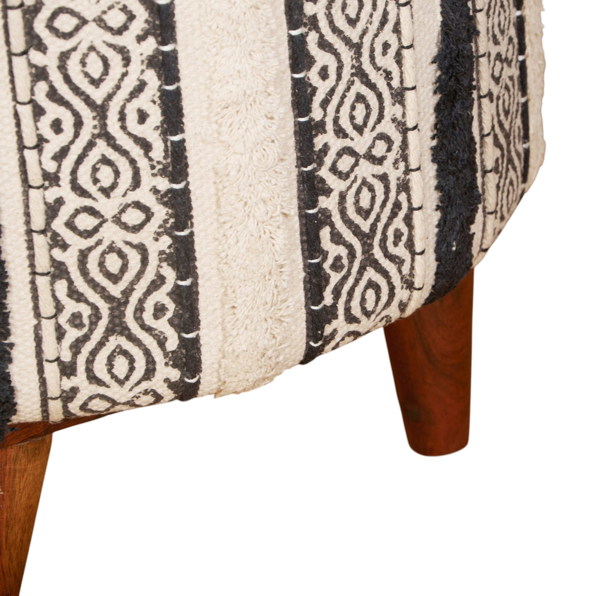 Cotton Wood Tasseled Pattern Stool by Studio Vastu