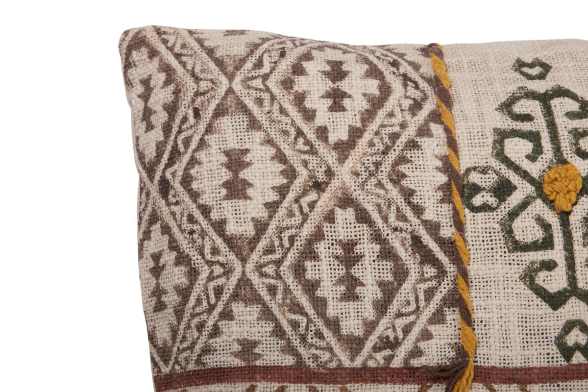 Earth Tone Embroidered Cotton Pillow Cover by Studio Vastu