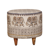 Elephant Motif Cotton Ottoman by Studio Vastu