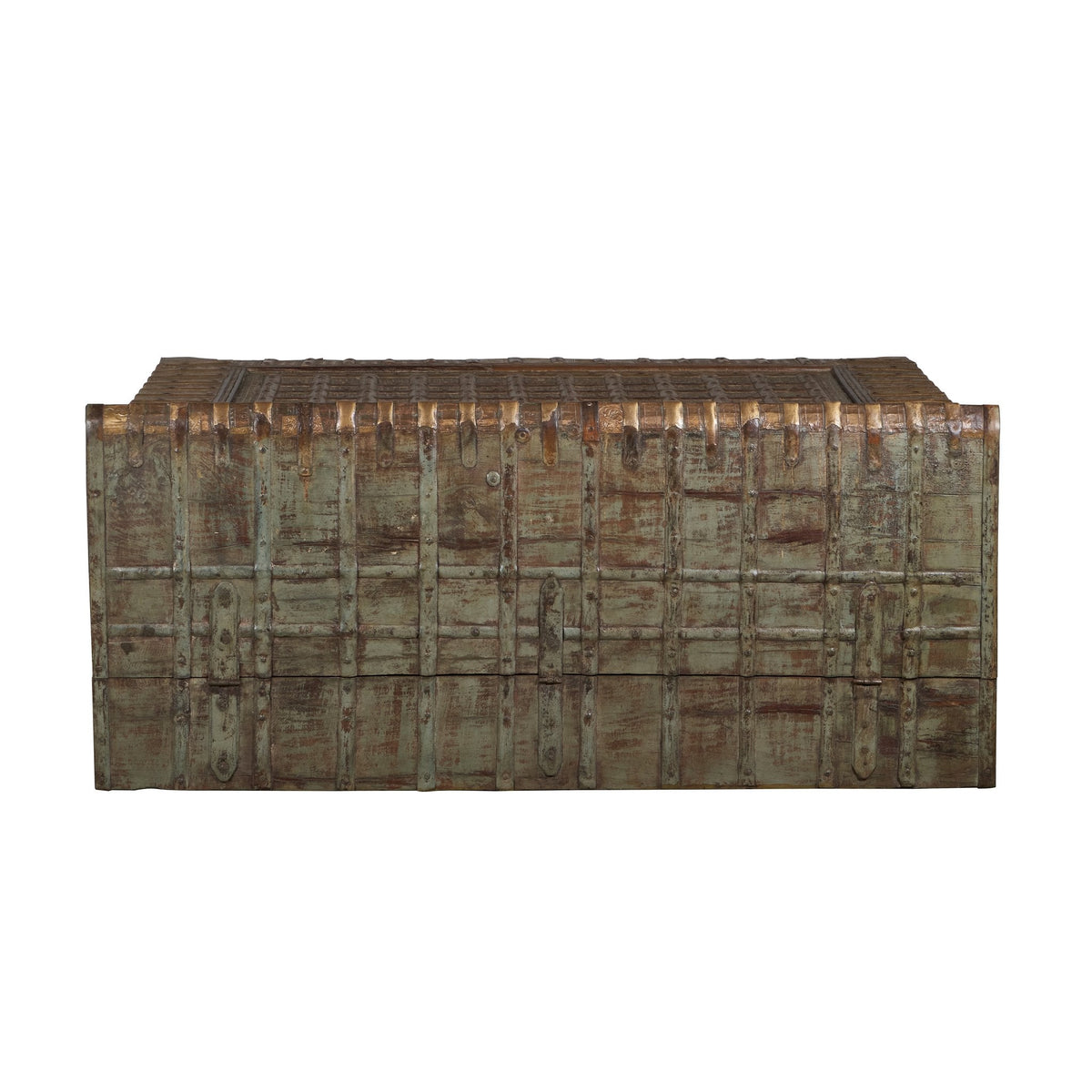 Embossed Brass and Wood Damchiya Chest by Studio Vastu