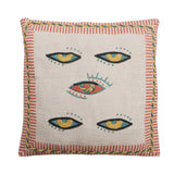 Embroidered Eye Motif Cotton Pillowcase by Studio Vastu