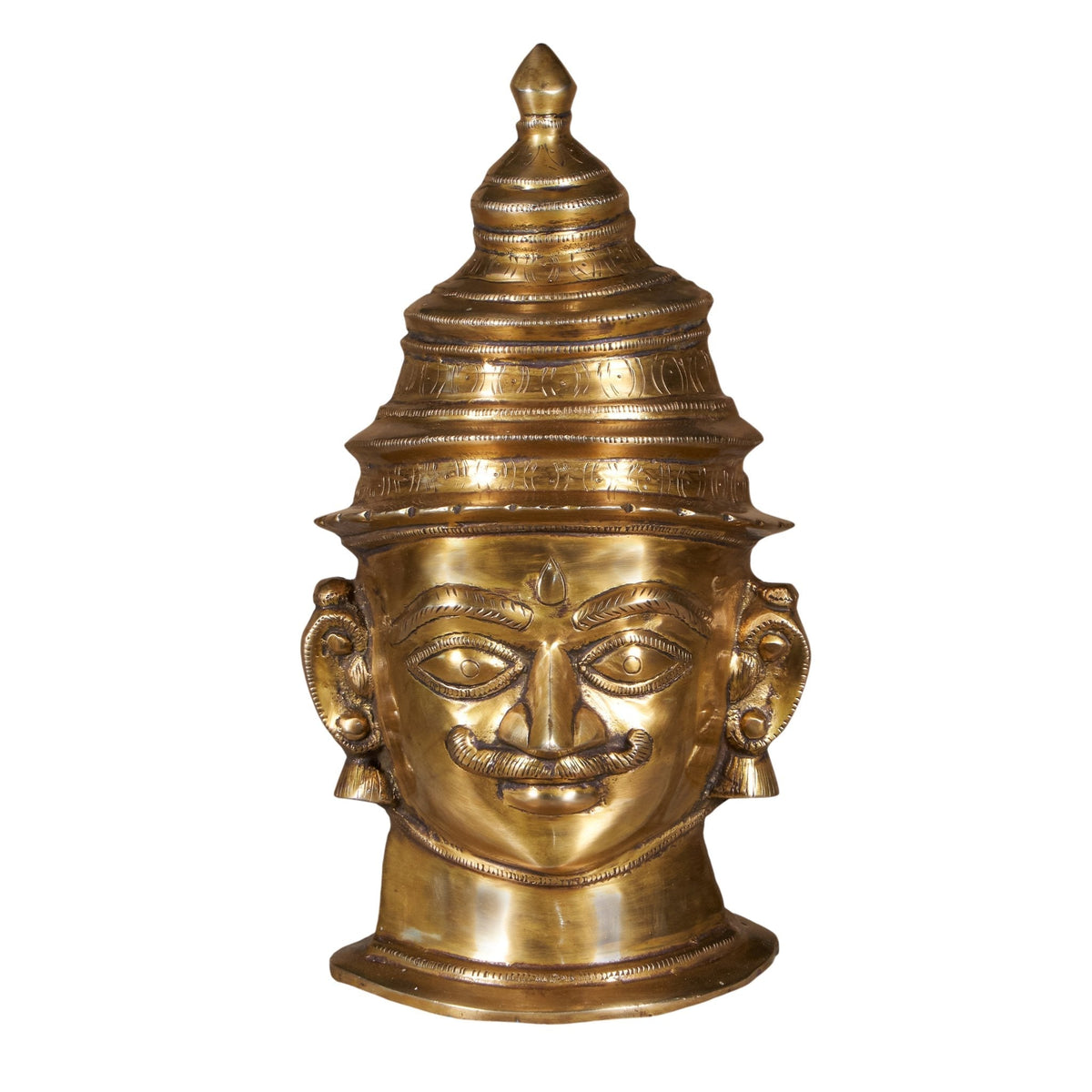 Etched Brass Deity Bust with Tiered Crown by Studio Vastu