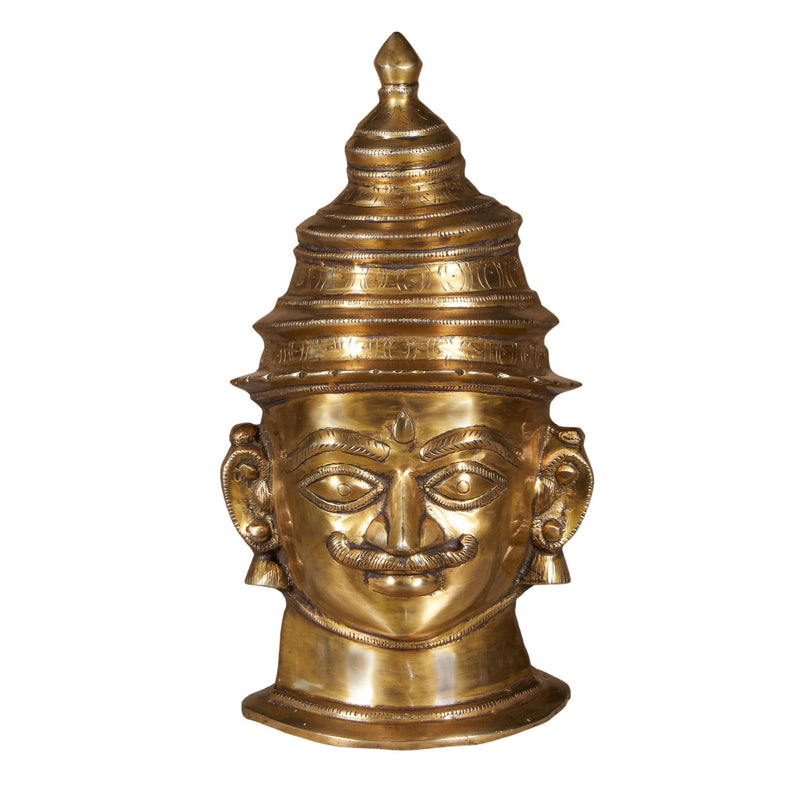 Etched Brass Deity Bust with Tiered Crown by Studio Vastu
