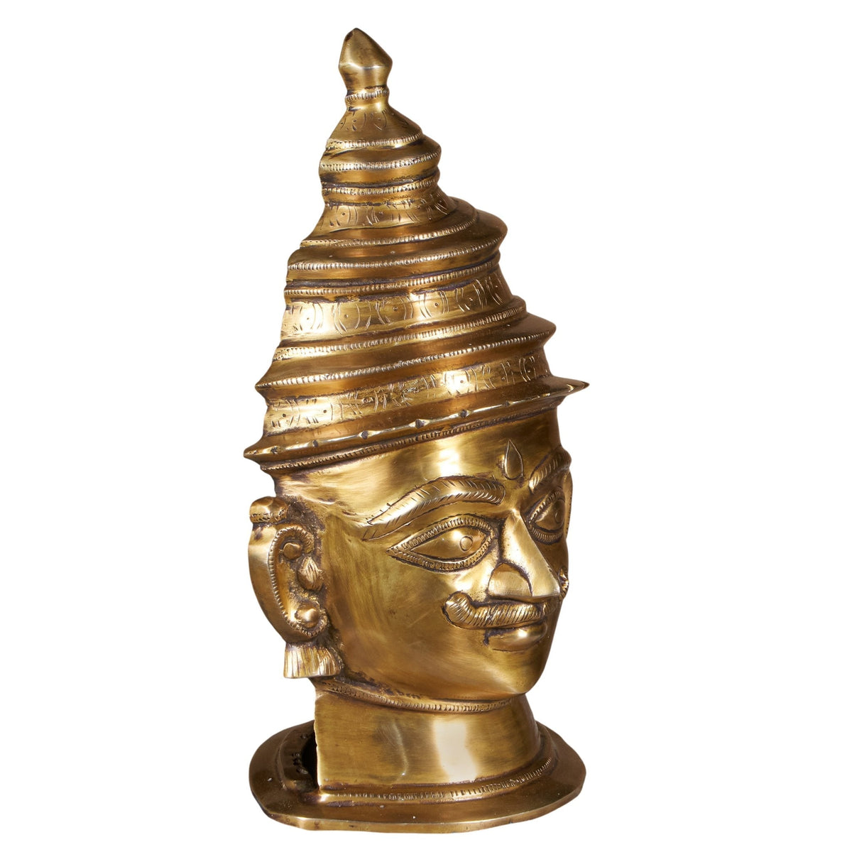 Etched Brass Deity Bust with Tiered Crown by Studio Vastu