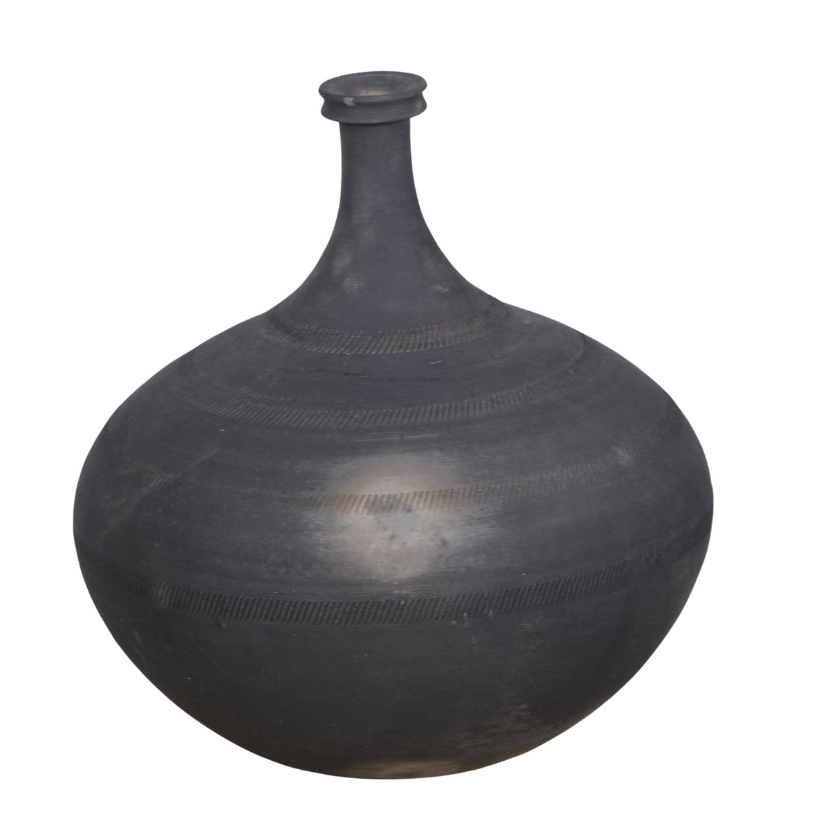 Etched Charcoal Clay Vase by Studio Vastu