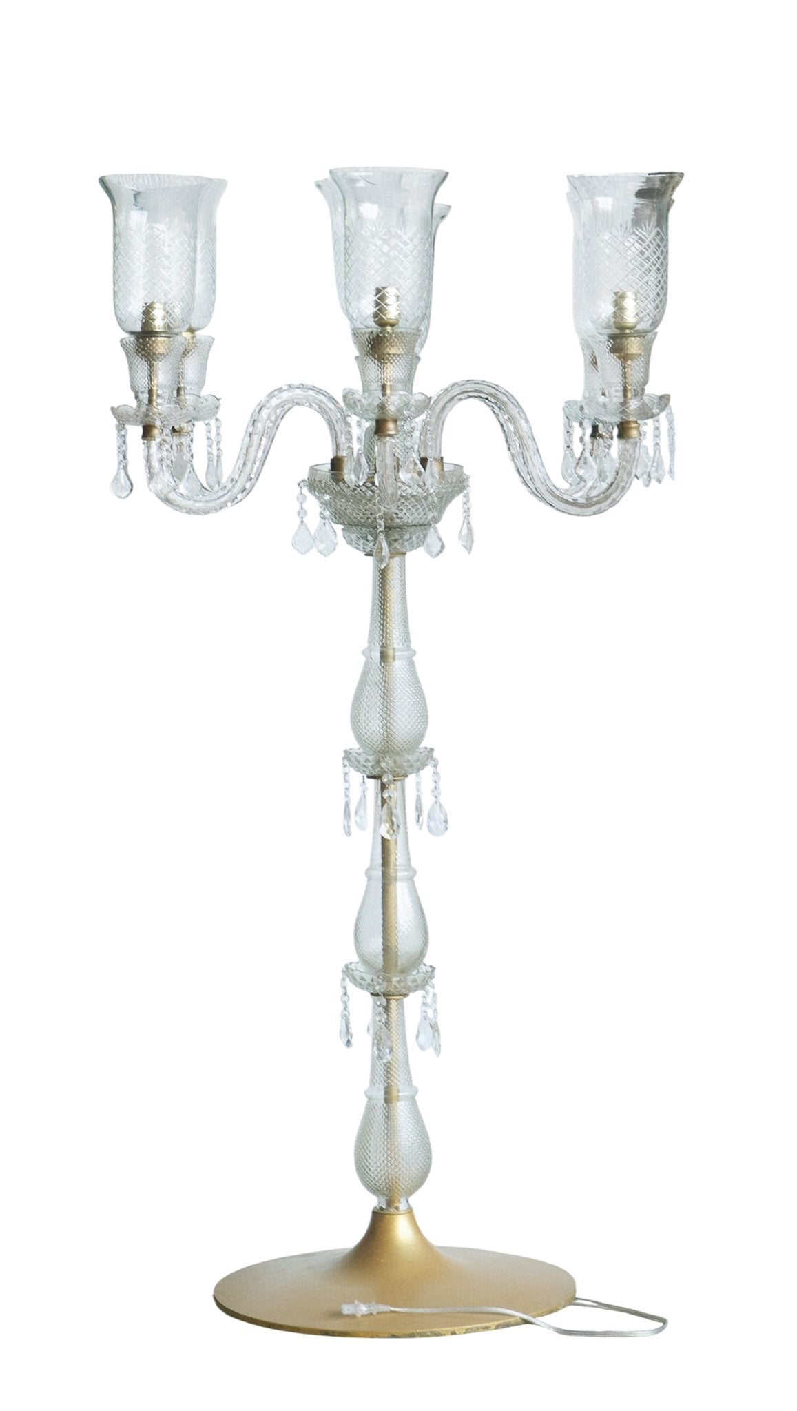 Etched Glass and Brass Candelabra Lamp by Studio Vastu