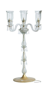 Etched Glass and Brass Candelabra Lamp by Studio Vastu