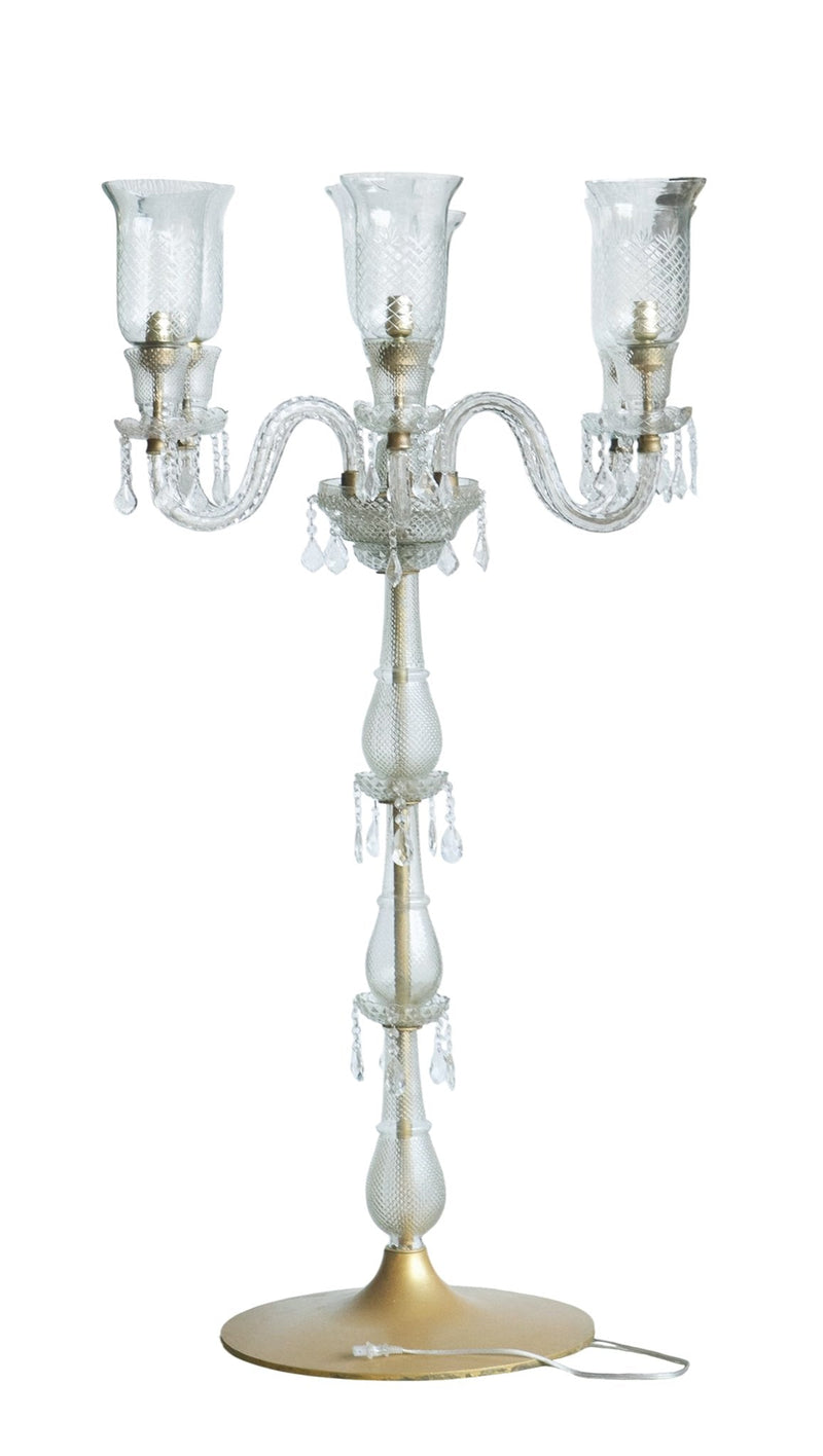 Etched Glass and Brass Candelabra Lamp by Studio Vastu