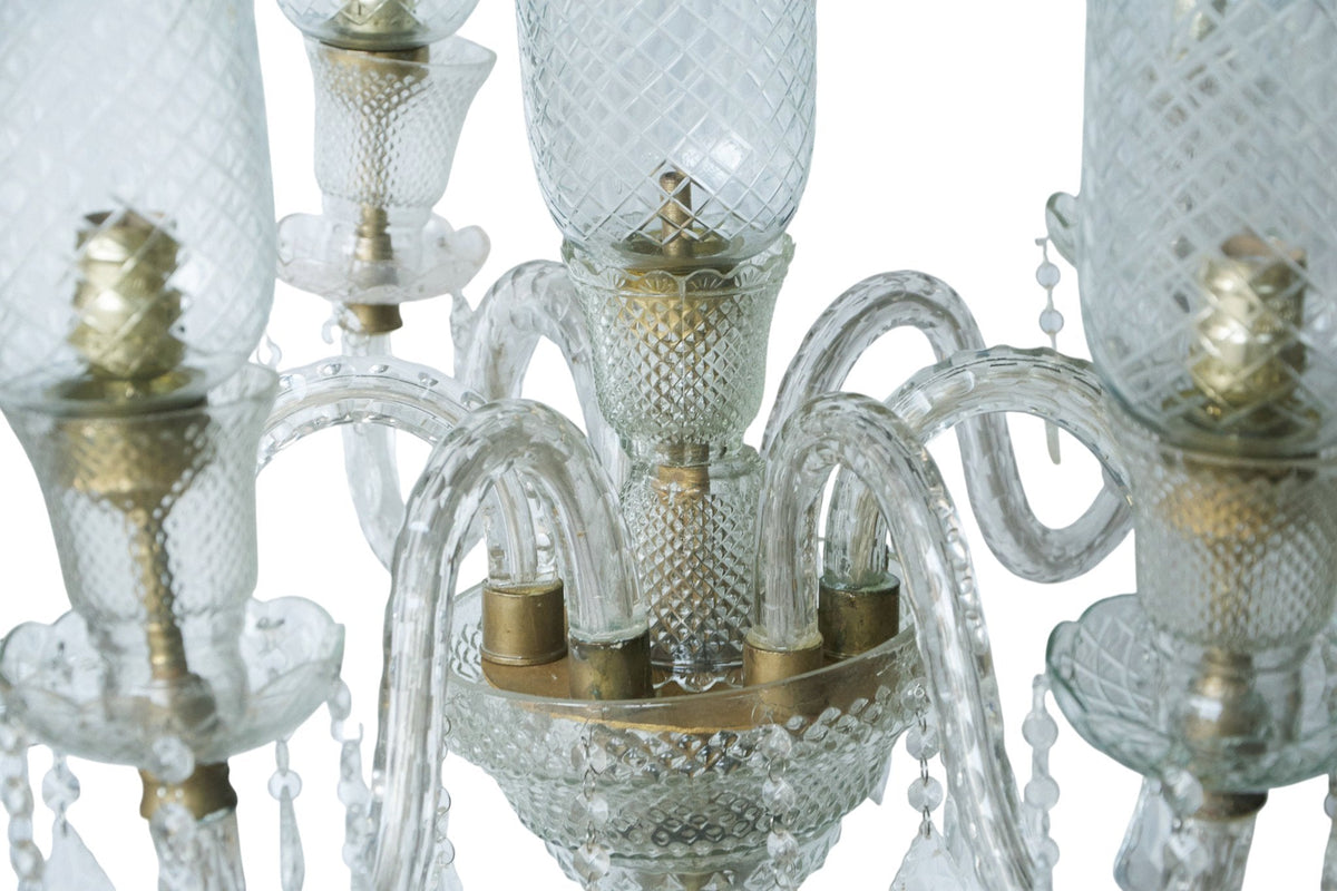 Etched Glass and Brass Candelabra Lamp by Studio Vastu