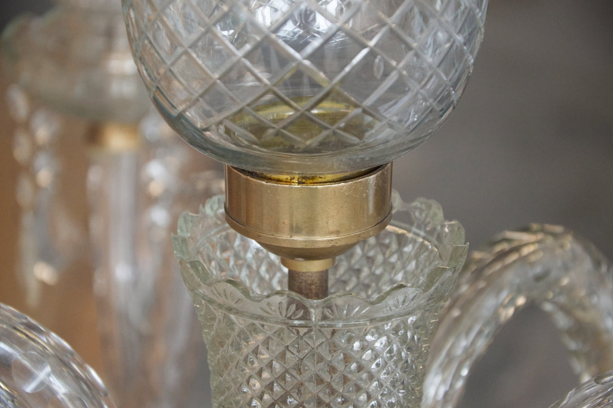 Etched Glass and Brass Candelabra Lamp by Studio Vastu