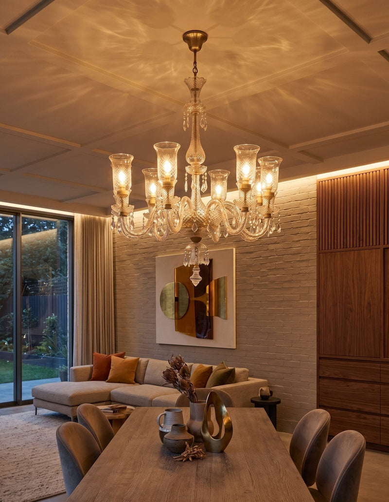 Etched Glass Haveli Chandelier by Studio Vastu