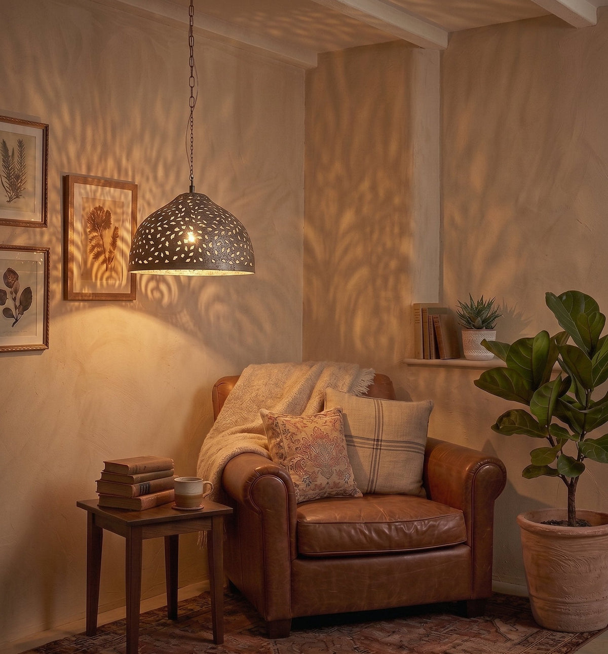 Filigree Metal Dome Pendant Light by Studio Vastu