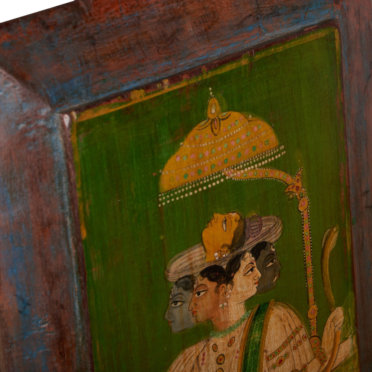 Five-Faced Shiva Hand-Painted Wood Panel by Studio Vastu