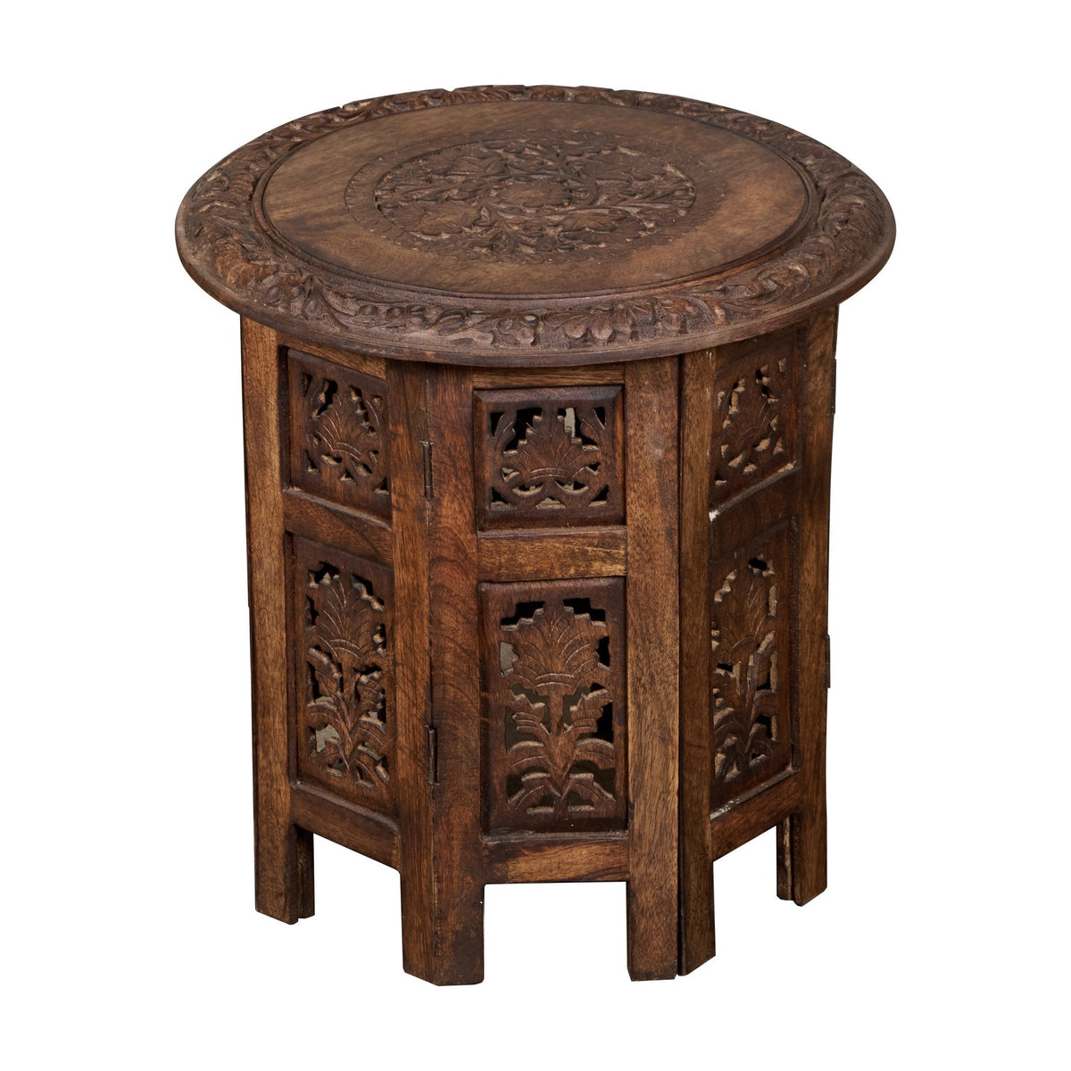 Floral Medallion Wood Bajot Table by Studio Vastu