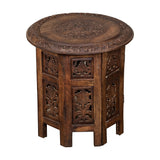 Floral Medallion Wood Bajot Table by Studio Vastu