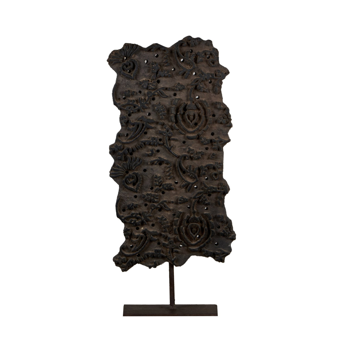 Floral Textile Printing Block on Iron Stand by Studio Vastu