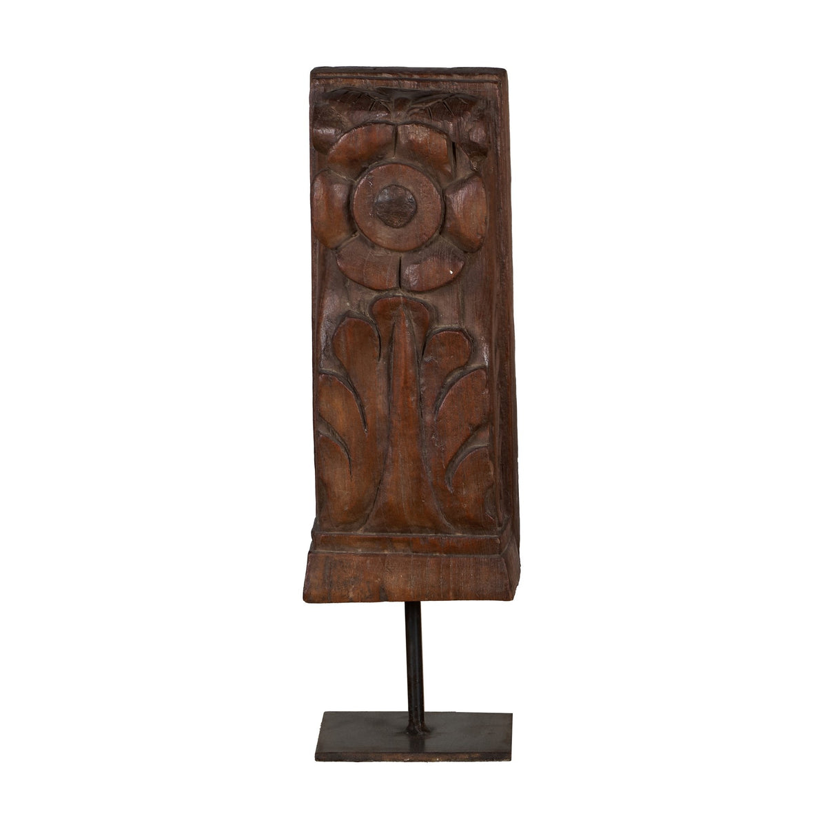 Floral Wood Carving Brackets on Iron Stands by Studio Vastu