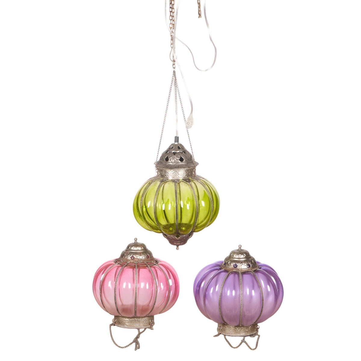 Fluted Jewel Glass Hanging Lantern by Studio Vastu