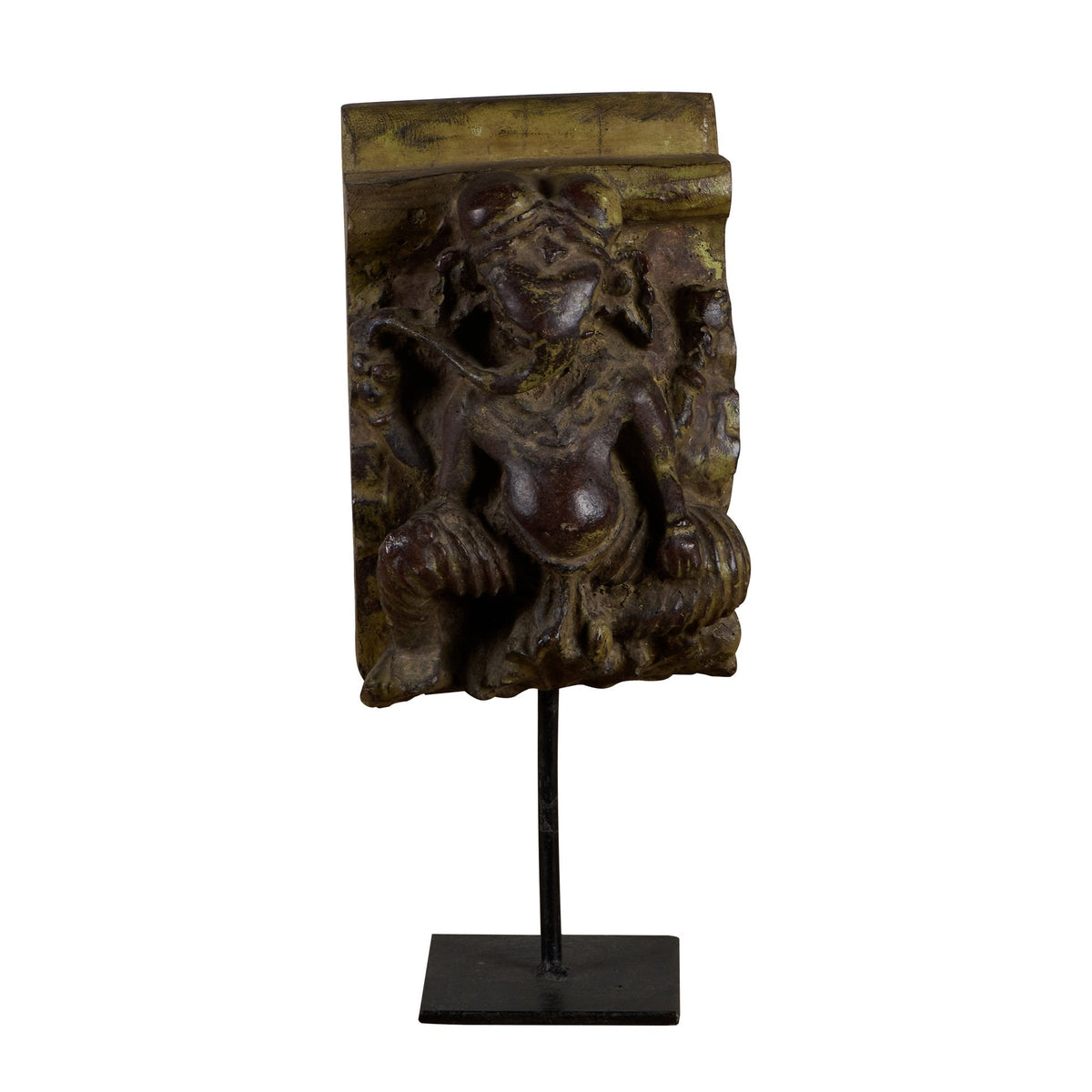 Ganesh Wood and Iron Relief Stand by Studio Vastu