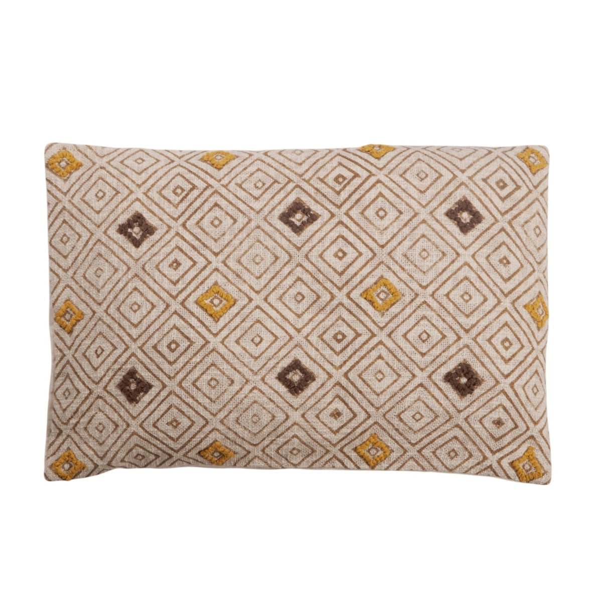 Geometric Embroidered Cotton Lumbar Cushion Cover by Studio Vastu
