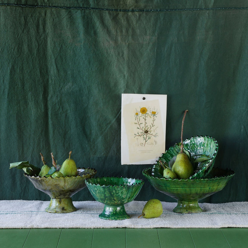 Green Tamegroute Pedestal Compote Bowl by Studio Vastu