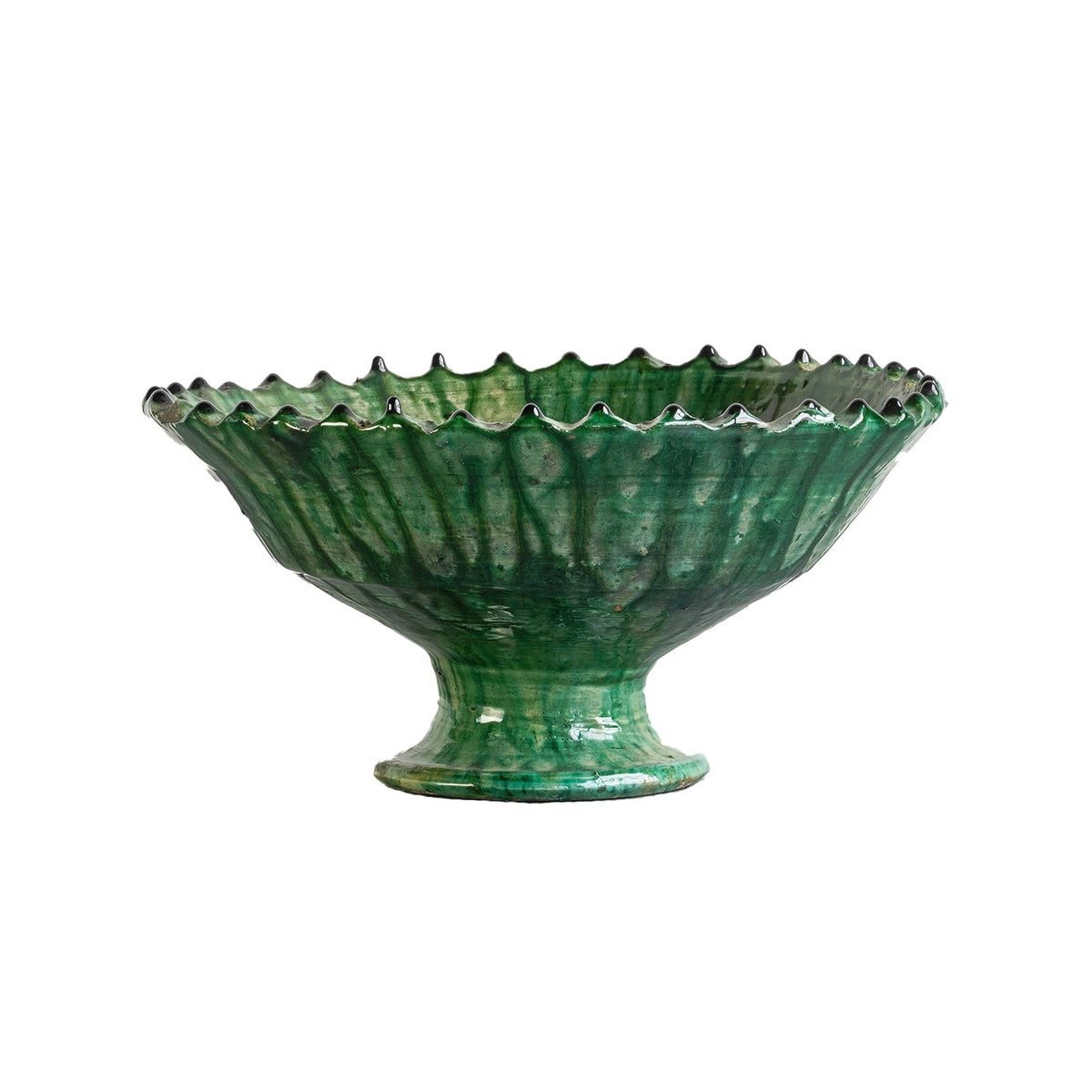 Green Tamegroute Pedestal Compote Bowl by Studio Vastu